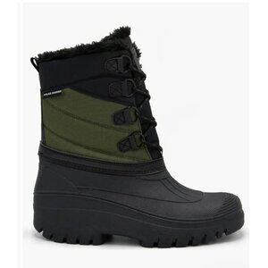 Polar Range Mens Size 12 Decker Faux Fur Lined Winter Snow Boots Black Green NEW